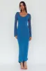 Crystal Ball Open Back Ruched Maxi Dress Blue sold by Selfie Leslie