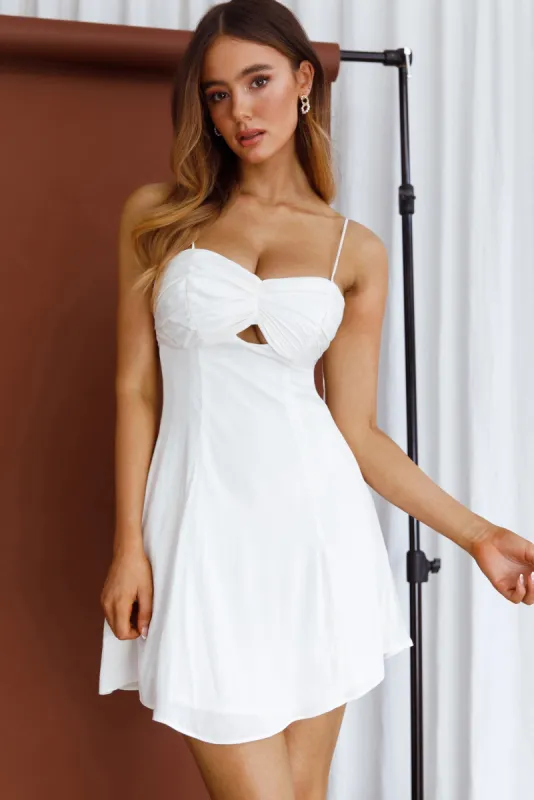 Aurelius Gathered Bust Cami Strap Mini Sundress Cream sold by Selfie Leslie