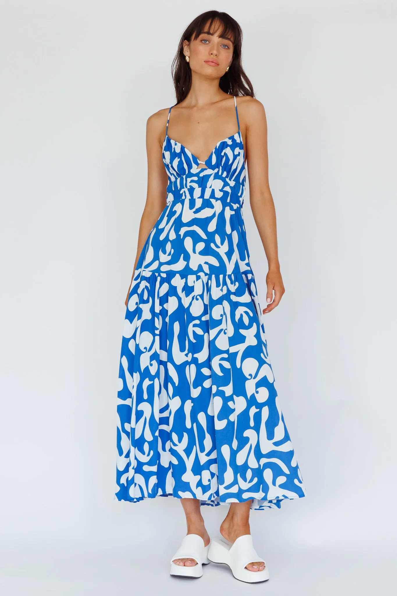 Tiffi Cami Strap Midi Dress Floral Blue sold by Selfie Leslie product image thumbnail 4