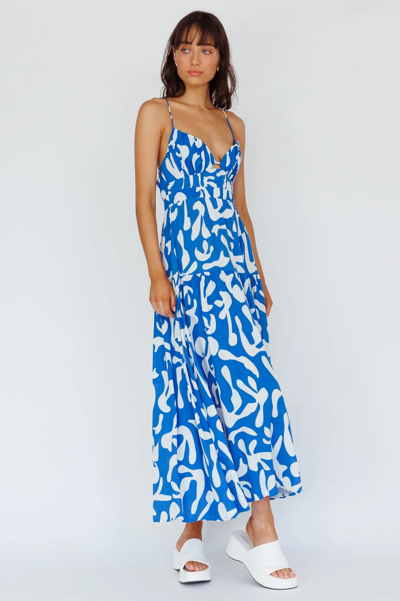 Tiffi Cami Strap Midi Dress Floral Blue sold by Selfie Leslie product image thumbnail 3