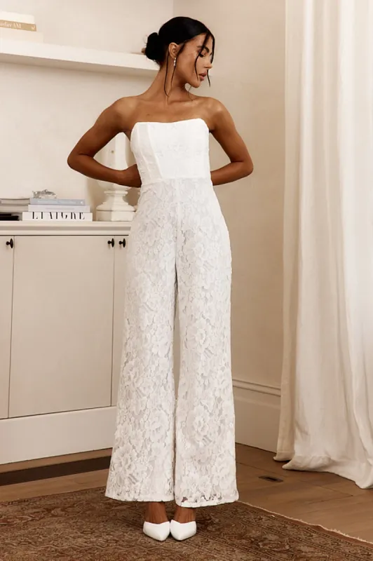 Ankita Strapless Lace Jumpsuit White sold by Selfie Leslie