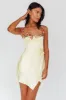 Rose Garden Floral Applique Wrap Mini Dress Lemon sold by Selfie Leslie