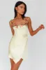 Rose Garden Floral Applique Wrap Mini Dress Lemon sold by Selfie Leslie