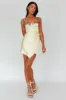 Rose Garden Floral Applique Wrap Mini Dress Lemon sold by Selfie Leslie
