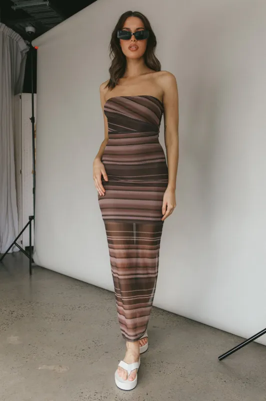 Island Life Strapless Maxi Dress Brown sold by Selfie Leslie