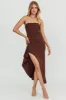 Cha Cha Strapless Thigh Split Dress Chocolate sold by Selfie Leslie