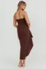 Cha Cha Strapless Thigh Split Dress Chocolate sold by Selfie Leslie