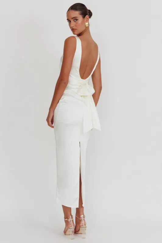 Leila Boat Neck Midi Dress Ivory sold by Selfie Leslie
