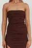 Cha Cha Strapless Thigh Split Dress Chocolate sold by Selfie Leslie