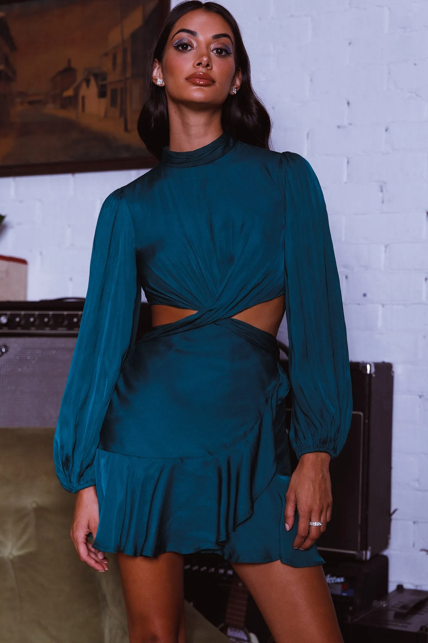 Feels Like Home Long Sleeve Cut-Out Dress Forest Green sold by Selfie Leslie product image thumbnail 4