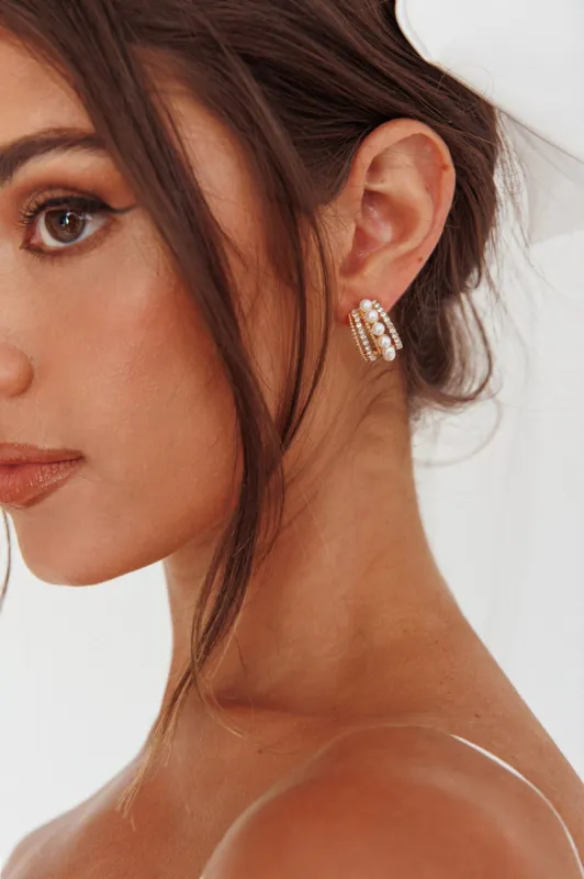 Odette Pearl Diamante Earrings Gold sold by Selfie Leslie