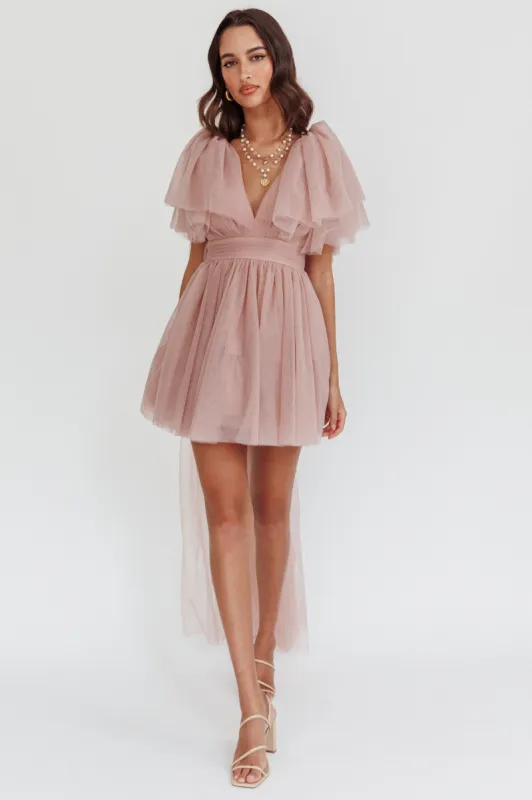 Star Power Tulle Train Mini Dress Blush sold by Selfie Leslie