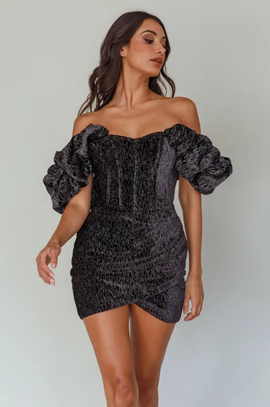So Famous Off-Shoulder Mini Dress Black sold by Selfie Leslie