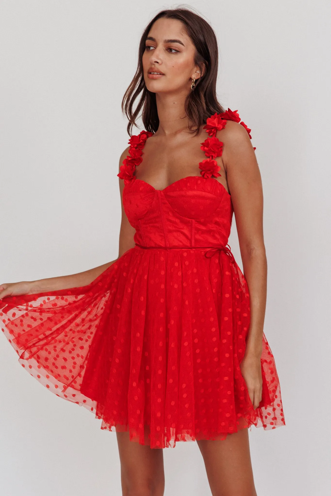 Fairytale Dream Floral Strap Mini Dress Red sold by Selfie Leslie product image thumbnail 5