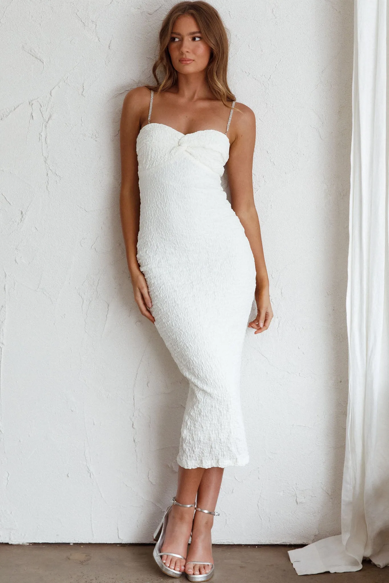 Tiffani Diamante Strap Midi Dress White sold by Selfie Leslie product image thumbnail 5