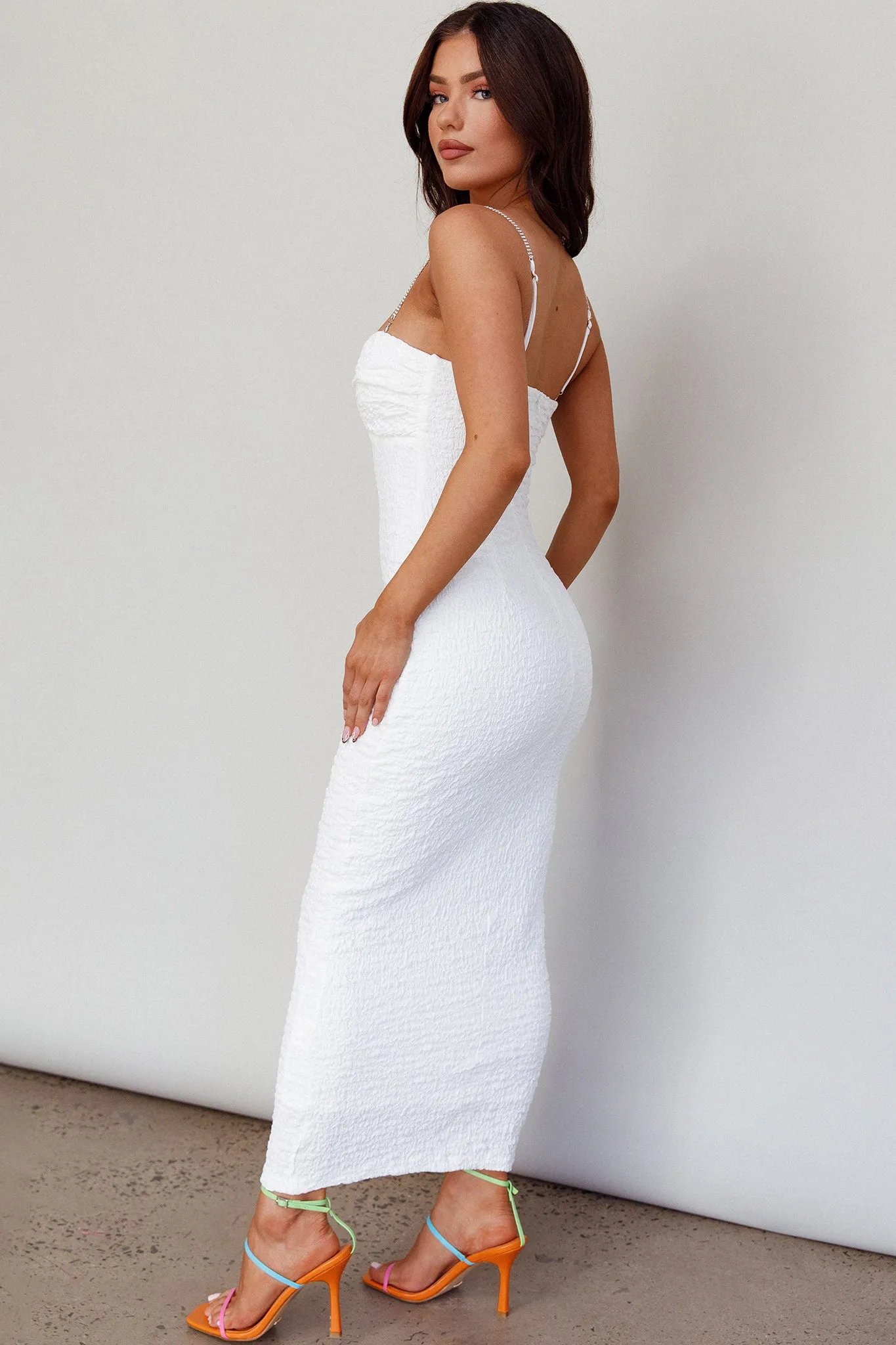 Tiffani Diamante Strap Midi Dress White sold by Selfie Leslie product image thumbnail 2