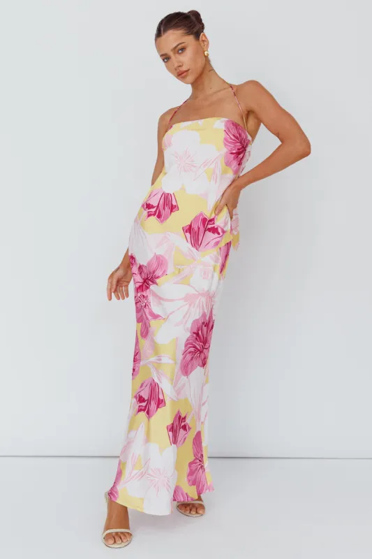 Jacquelynne Halter Cowl Back Maxi Dress Pink sold by Selfie Leslie