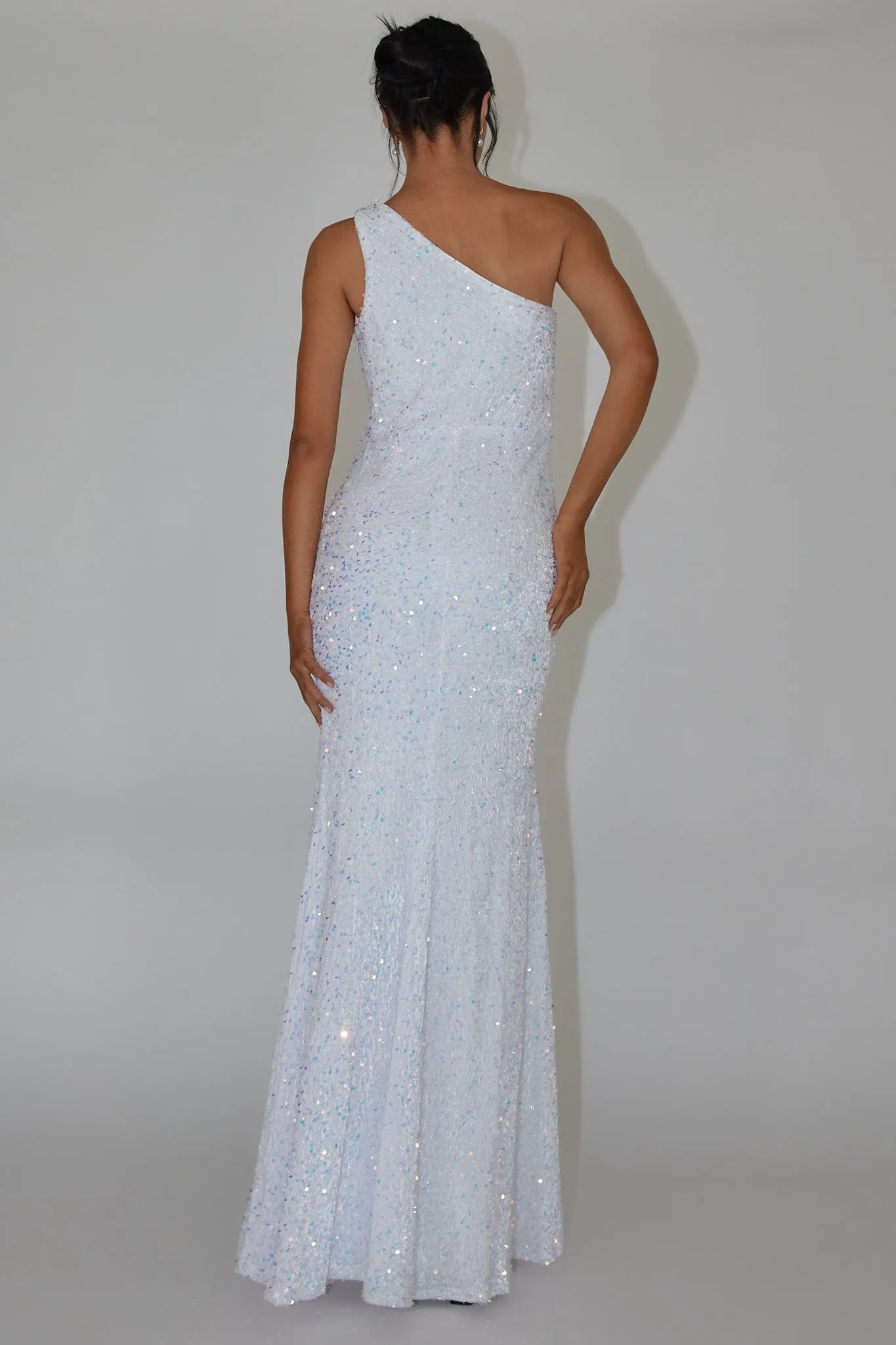Ambrely One-Shoulder Sequin Maxi Dress White sold by Selfie Leslie product image thumbnail 5