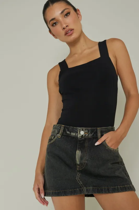 High Time Square Neckline Leotard Black sold by Selfie Leslie
