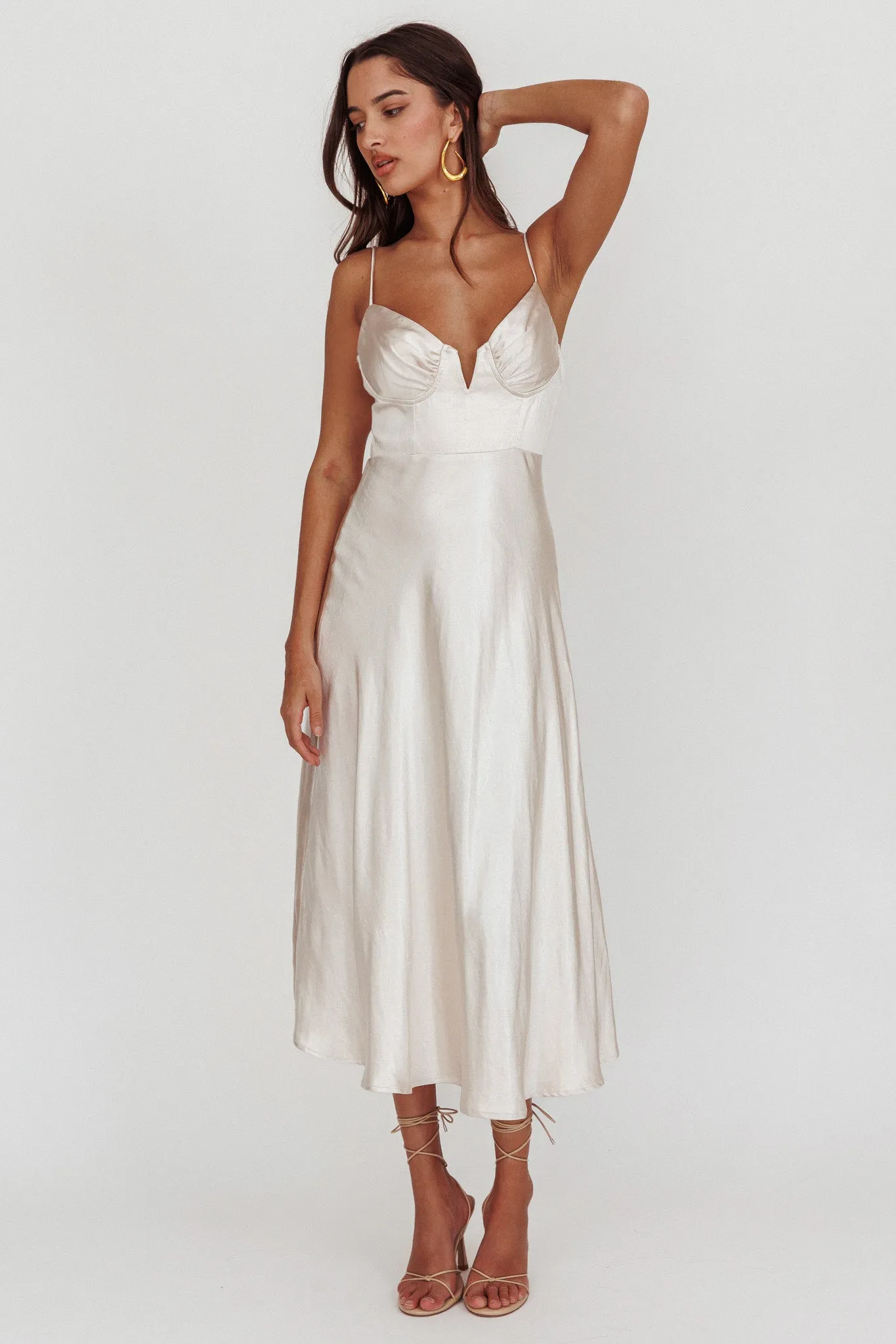 Lake Como A-Line Midi Dress Champagne sold by Selfie Leslie product image thumbnail 3