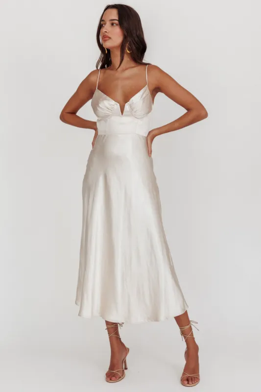 Lake Como A-Line Midi Dress Champagne sold by Selfie Leslie