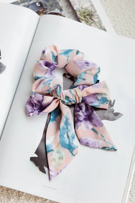 Bow Scrunchie Floral Blush sold by Selfie Leslie