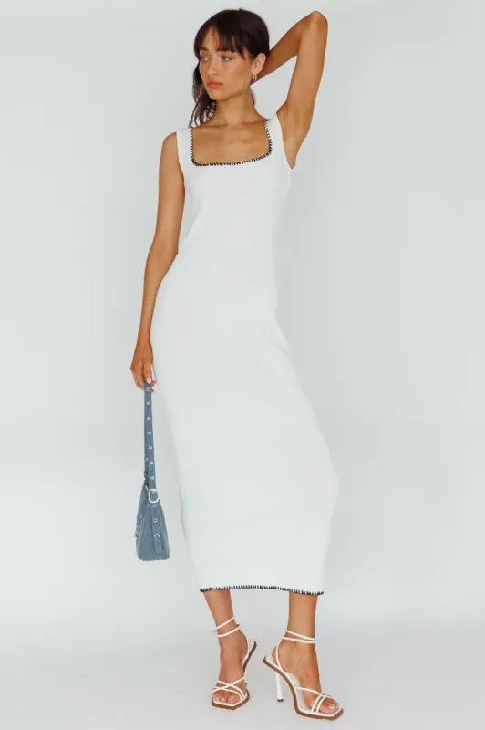 North Shore Blanket Stitch Knit Maxi Dress White sold by Selfie Leslie