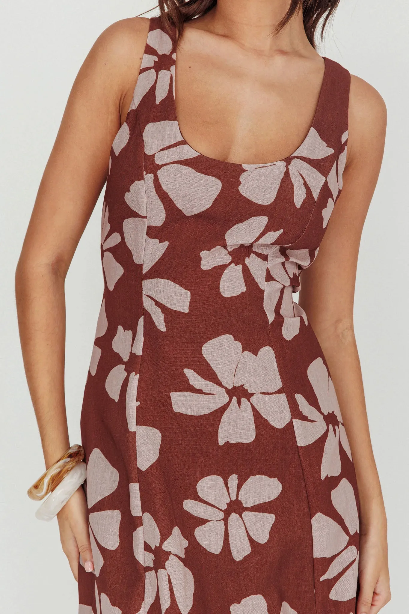 Lillia Floral A-Line Maxi Dress Brown sold by Selfie Leslie product image thumbnail 4