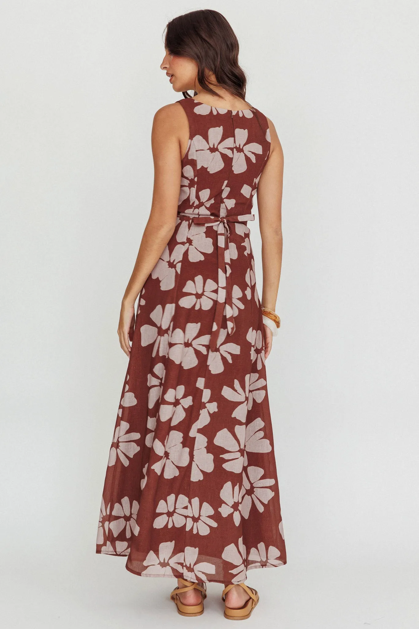 Lillia Floral A-Line Maxi Dress Brown sold by Selfie Leslie product image thumbnail 2