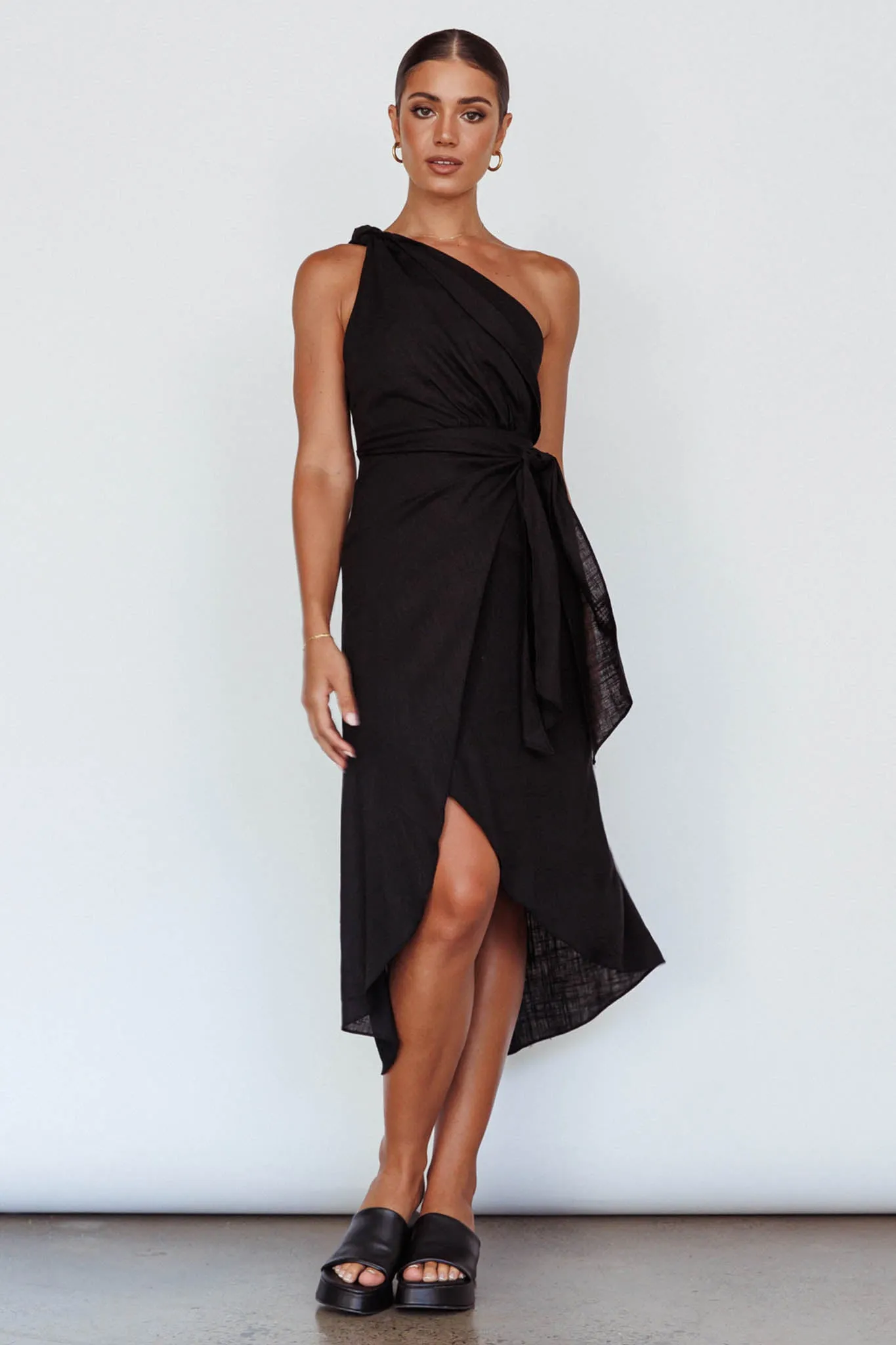 Island Time One-Shoulder Midi Dress Black sold by Selfie Leslie product image thumbnail 3