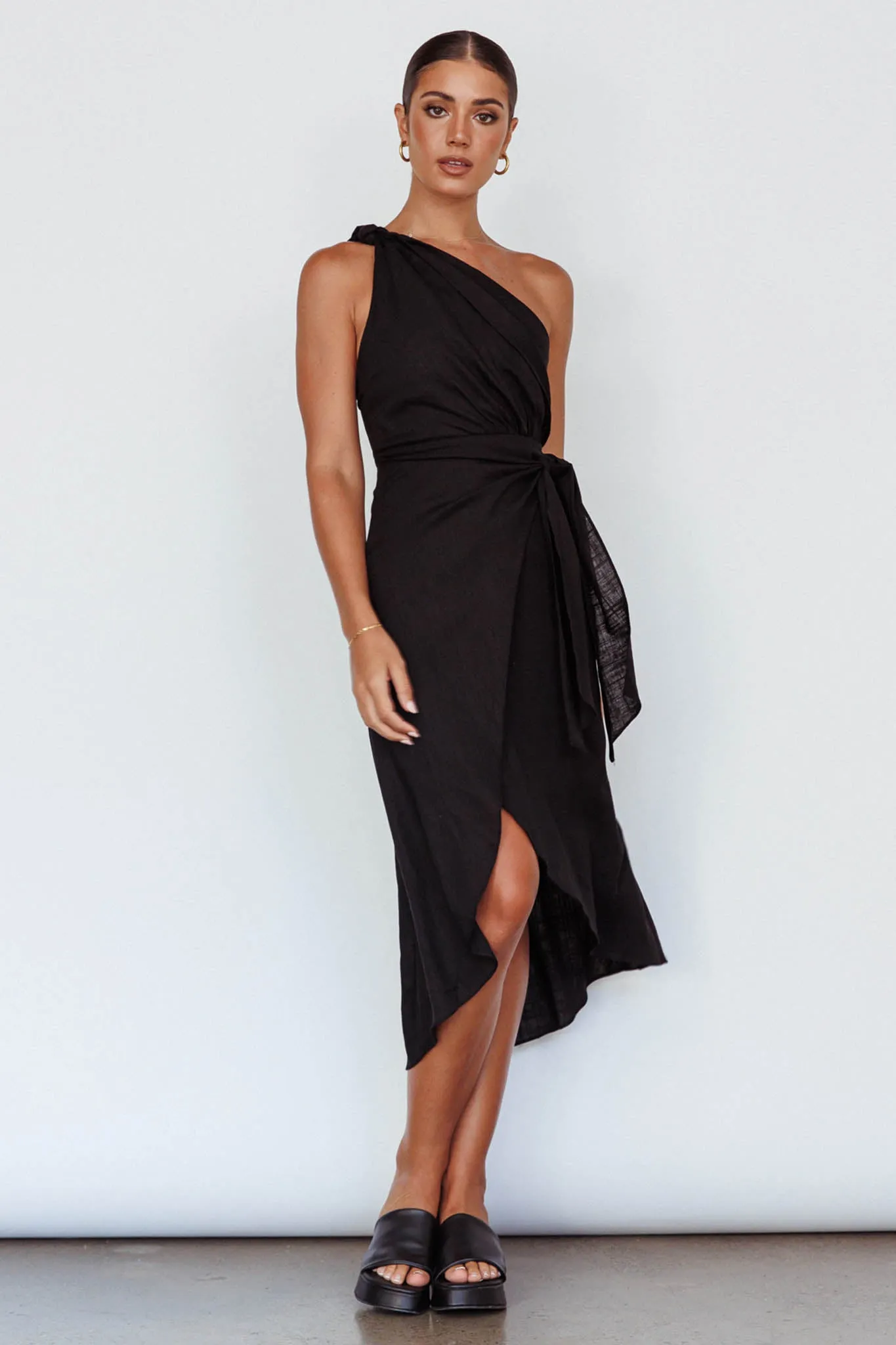 Island Time One-Shoulder Midi Dress Black sold by Selfie Leslie
