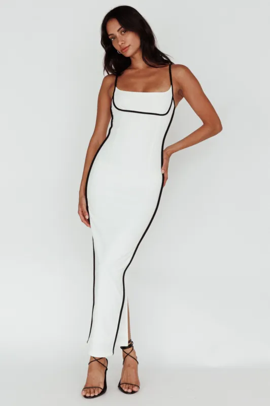 Sunny Coast Piping Trim Maxi Dress White/Black sold by Selfie Leslie