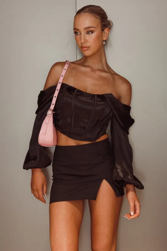 Elouise Off-Shoulder Long Sleeve Top Black sold by Selfie Leslie