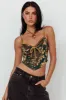 Caught Feelings Floral Velour Crop Top Green/Gold sold by Selfie Leslie