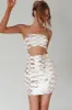Tupelo Cut-Out Waist Sequin Mini Dress Gold/White sold by Selfie Leslie