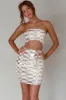 Tupelo Cut-Out Waist Sequin Mini Dress Gold/White sold by Selfie Leslie