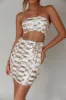 Tupelo Cut-Out Waist Sequin Mini Dress Gold/White sold by Selfie Leslie