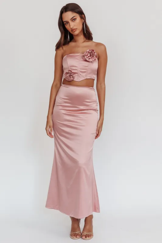 Like A Dove Satin Maxi Skirt Mauve sold by Selfie Leslie