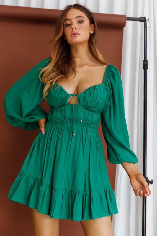 Vista Del Mar Tied Bust Mini Dress Dark Green sold by Selfie Leslie