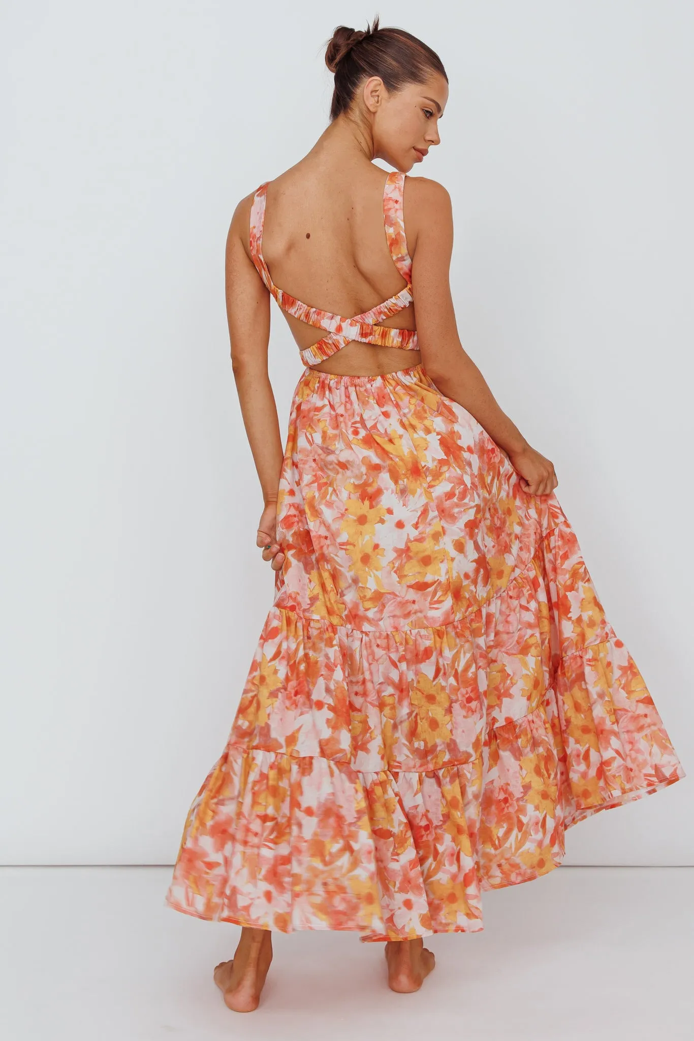 Lisseth Foldover Neckline Midi Dress Floral Red sold by Selfie Leslie product image thumbnail 2