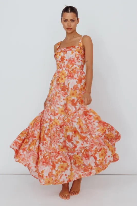 Lisseth Foldover Neckline Midi Dress Floral Red sold by Selfie Leslie