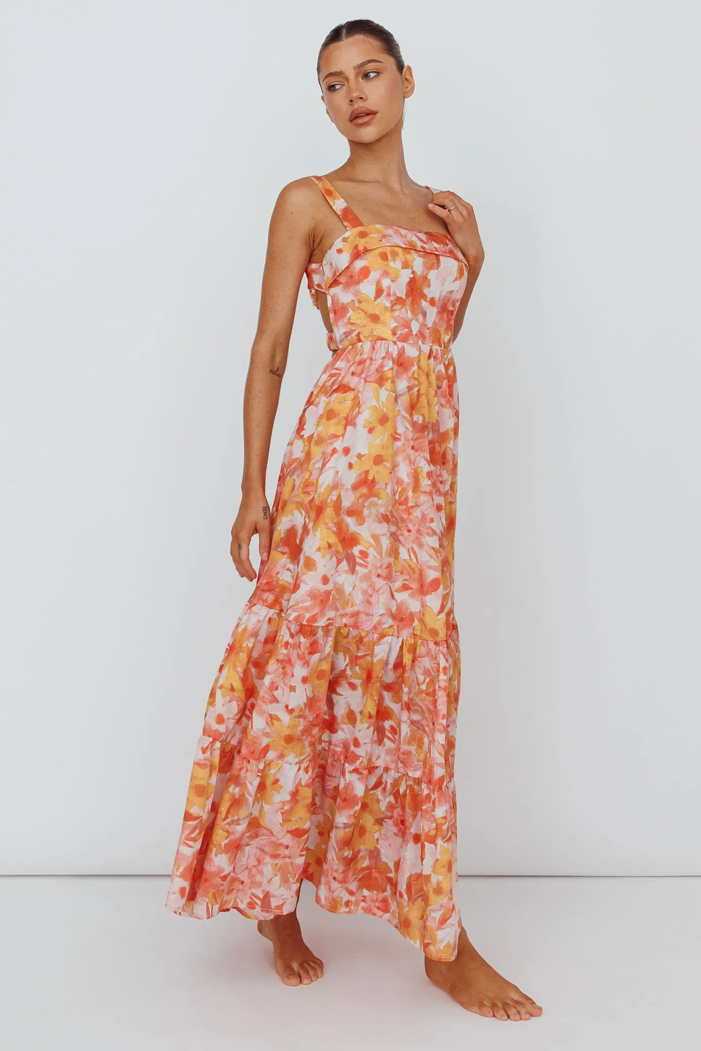 Lisseth Foldover Neckline Midi Dress Floral Red sold by Selfie Leslie product image thumbnail 5