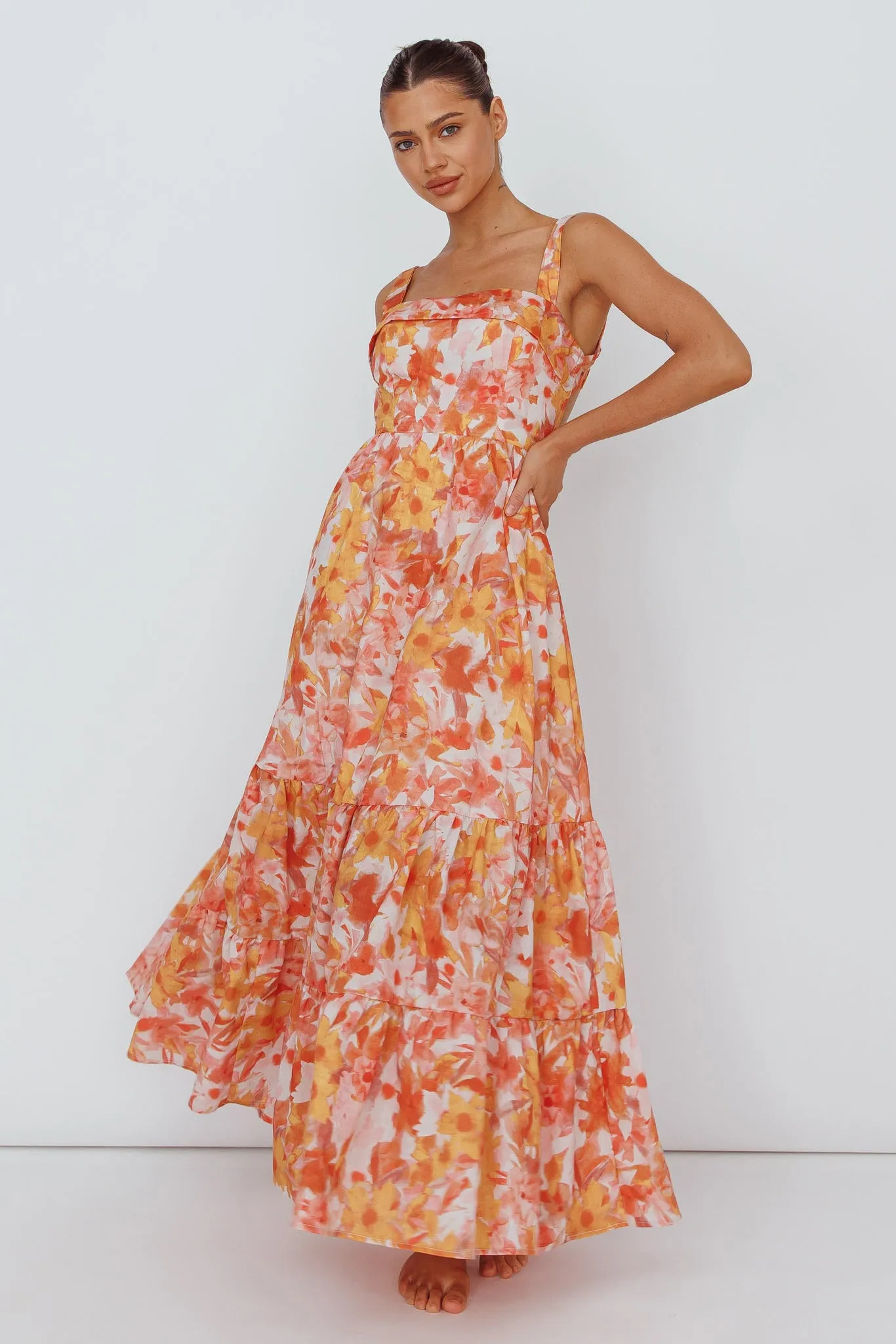 Lisseth Foldover Neckline Midi Dress Floral Red sold by Selfie Leslie product image thumbnail 3