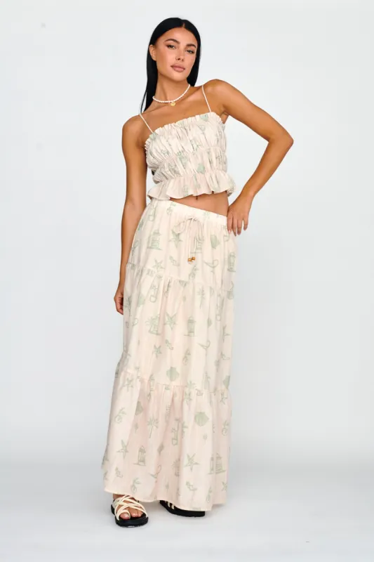 South Bay Maxi Skirt Print Sage sold by Selfie Leslie