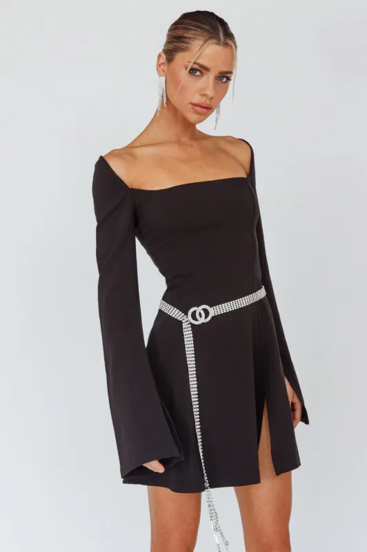 Kieran Long Sleeve A-Line Mini Dress Black sold by Selfie Leslie