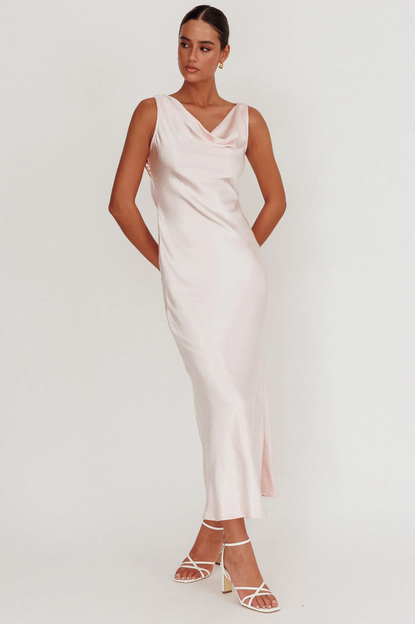 Take Care Backless Sash Maxi Dress Blush sold by Selfie Leslie