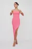 October Strapless Piping Midi Dress Hot Pink sold by Selfie Leslie