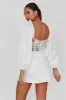 Trophy Long Sleeve Lace Bodice Mini Dress White sold by Selfie Leslie