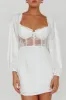 Trophy Long Sleeve Lace Bodice Mini Dress White sold by Selfie Leslie