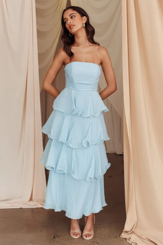 Giavana Strapless Layered Midi Dress Pale Blue sold by Selfie Leslie